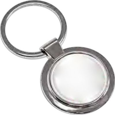 Round Nickel Metal Keytag with Full Color Imprint (2-sided)