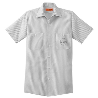 Red Kap Short Sleeve Striped Industrial Work Shirt.