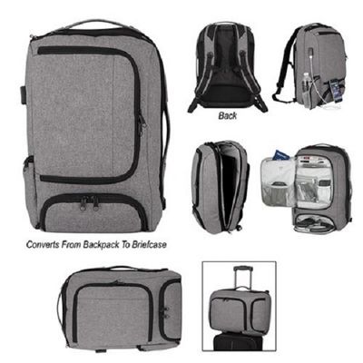 Heathered RFID Computer Backpack And Briefcase