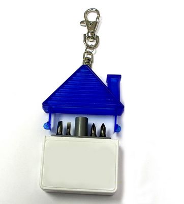 Real Estate Client Gifts: House shaped tool kit with 4 steel bits keychain